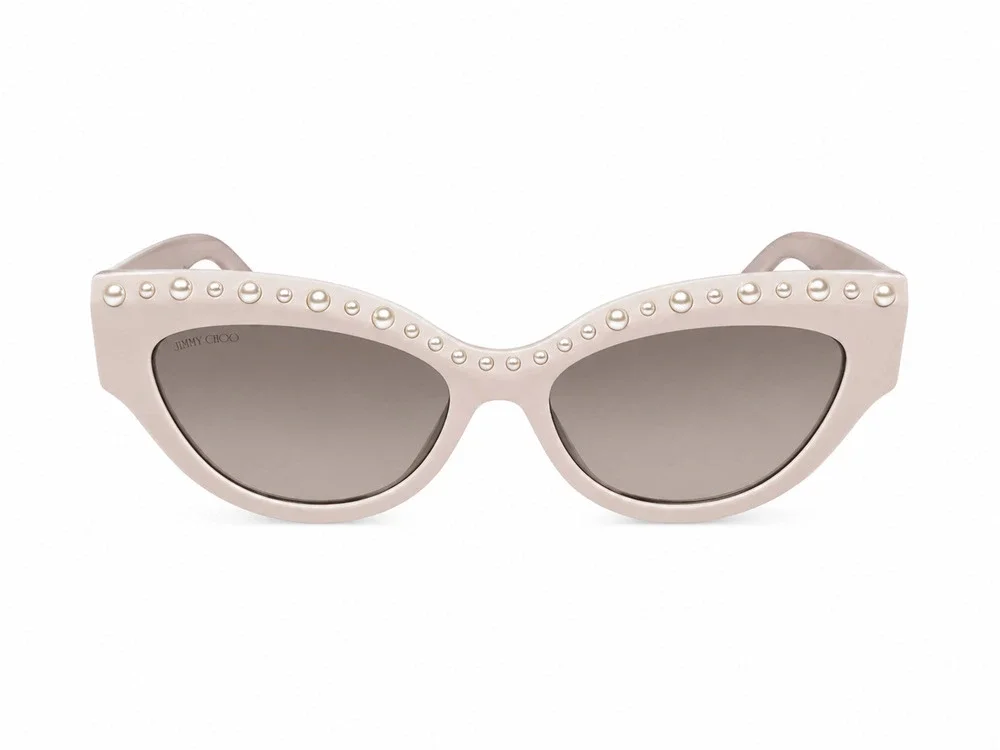 Jimmy Choo Sonja Light Pink Pearl Embellished Cat Eye Sunglasses 55-17-145